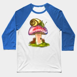 Snail chillin on a Mushroom. Baseball T-Shirt